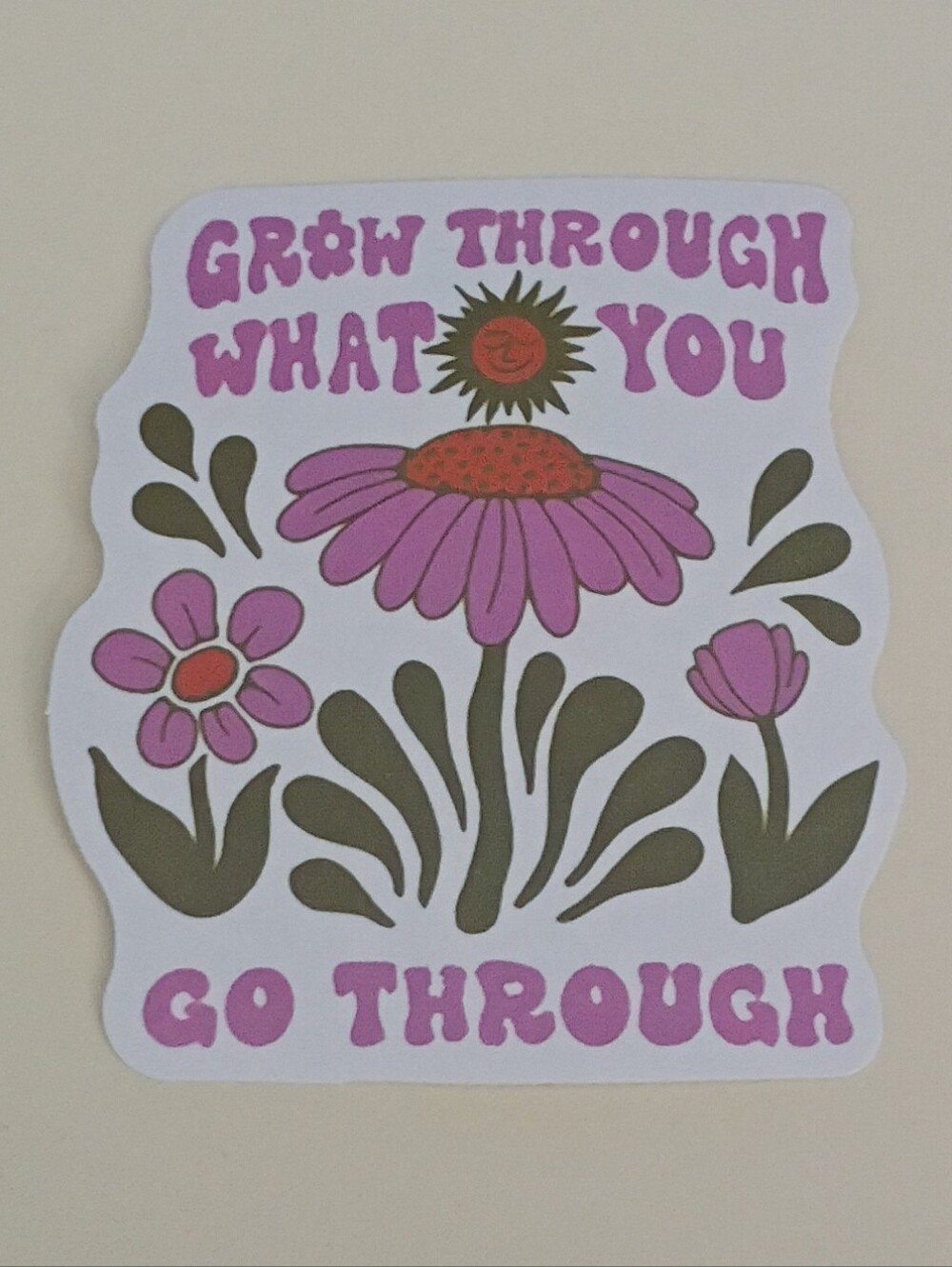 10/$10 Stickers Decals - Grow Through What You Go Through - Pink Flowers